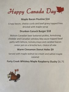 Canada Day menu